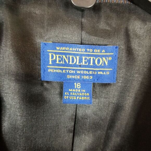Pendleton Women 100% Virgin Wool Blazer Jacket Size 16 Button Up Gray Lined - Picture 5 of 6